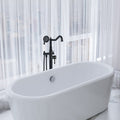 Freestanding Bathtub Faucet With Hand Shower Matte Black Metal