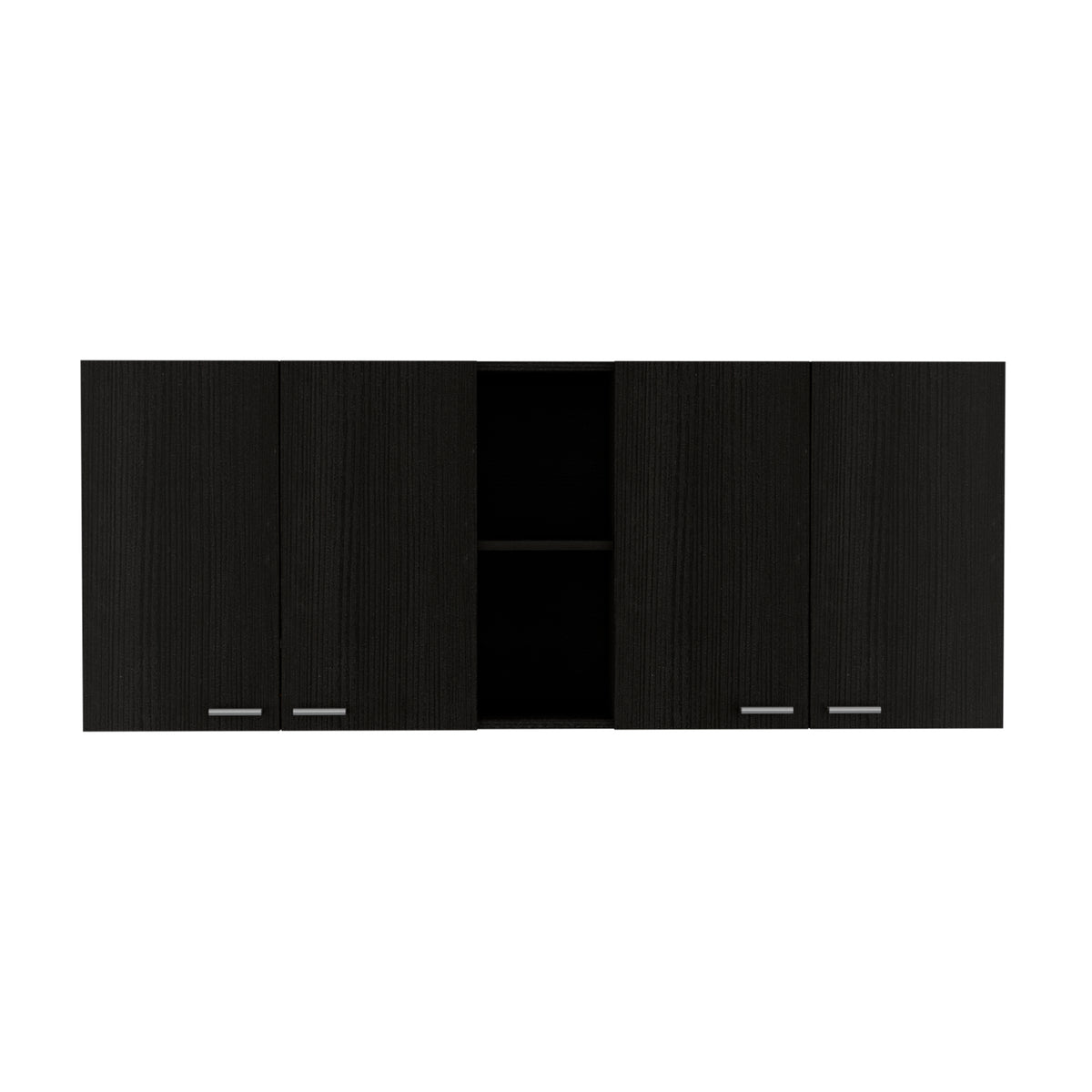 Wall Cabinet Ontario, Double Door, Black Wengue Finish Black Particle Board