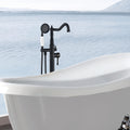 Freestanding Bathtub Faucet With Hand Shower Matte Black Metal