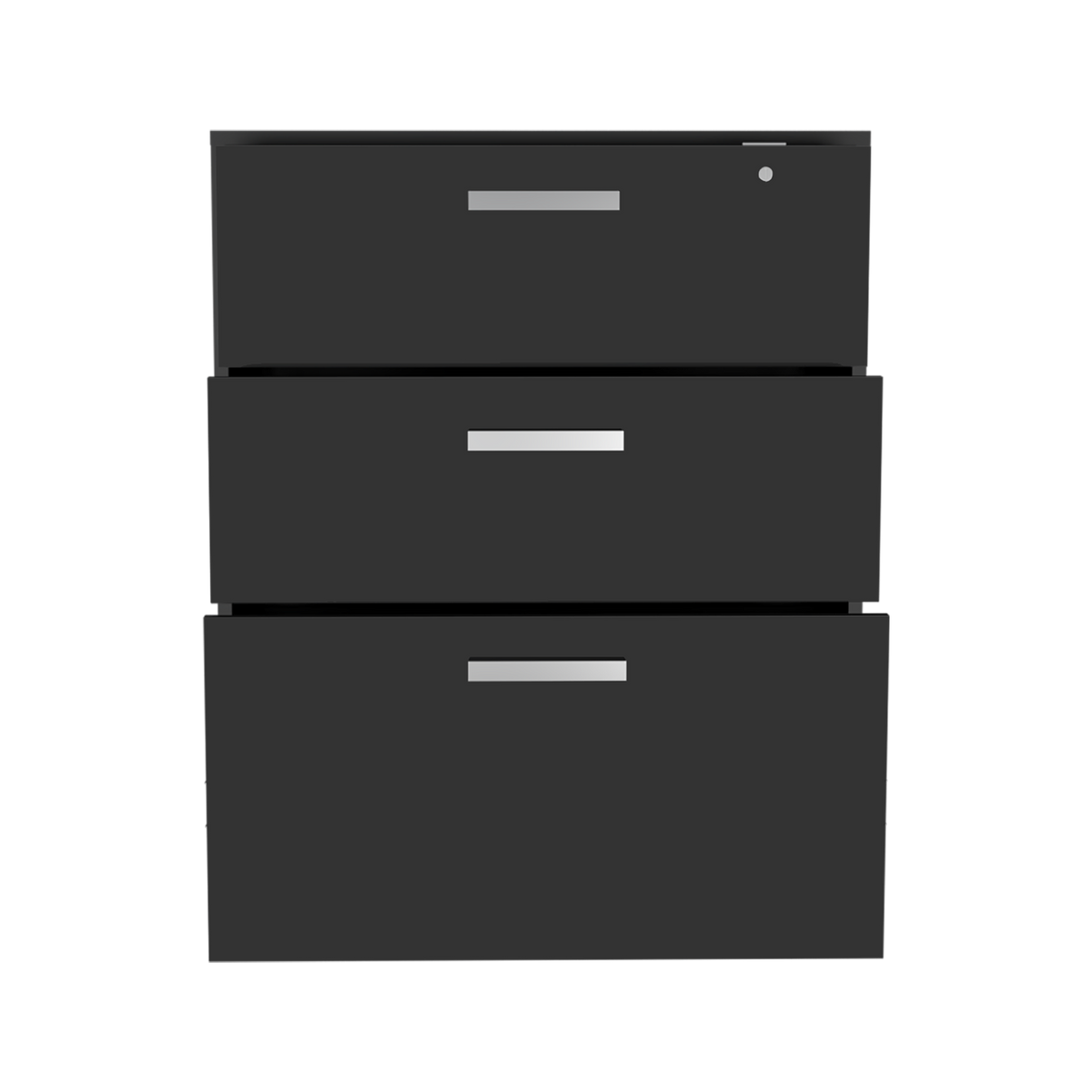 3 Drawers Storage Cabinet With Casters Lions Office, Black Wengue Finish Gray Particle Board