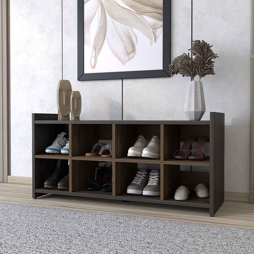 Shoe Rack Augusta, Eight Shoe Capacity, Espresso Mahogany Finish Espresso Particle Board