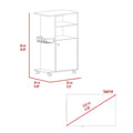 Kitchen Cart Kryot, Single Door Cabinet, Four Casters, White Finish White Particle Board