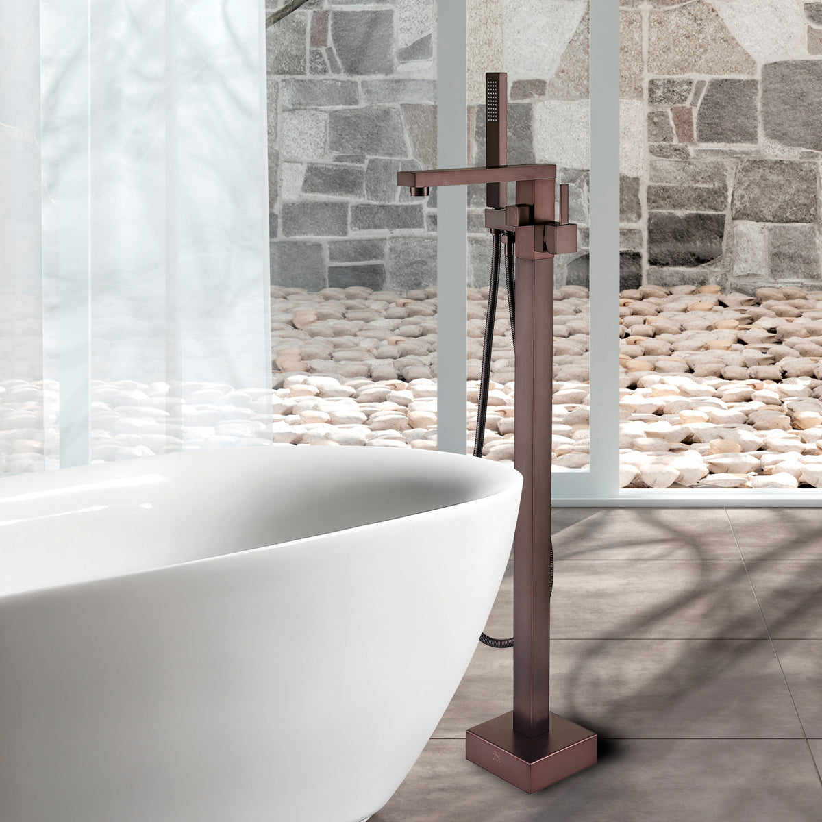 Freestanding Bathtub Faucet With Hand Shower Oil Rubbed Bronze Metal