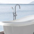 Freestanding Bathtub Faucet With Hand Shower Chrome Metal