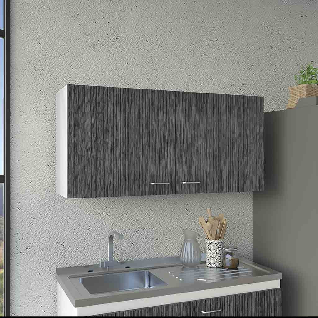 Wall Cabinet Toran, Two Shelves, Double Door, White Smokey Oak Finish Multicolor Particle Board
