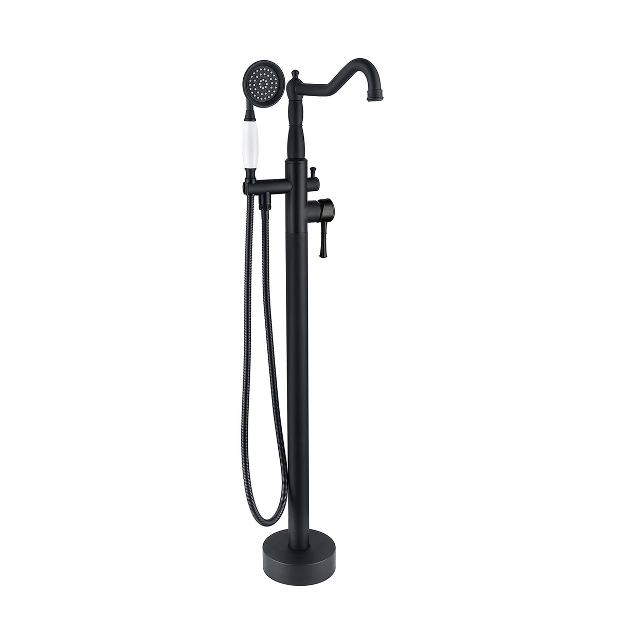 Freestanding Bathtub Faucet With Hand Shower Matte Black Metal