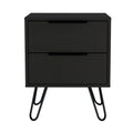 Nightstand Skyoner 2, Harpin Legs, Two Drawers, Black Wengue Finish Black Particle Board