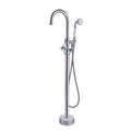 Freestanding Bathtub Faucet With Hand Shower Chrome Metal