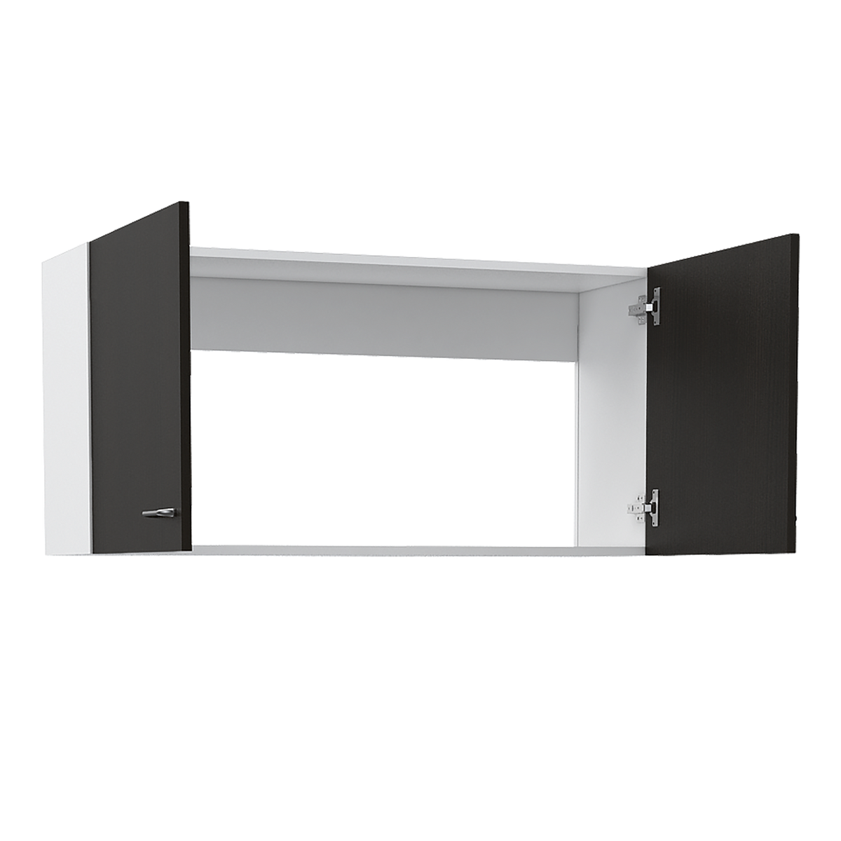 Wall Cabinet Toran, Two Shelves, Double Door, Black Wengue Finish Black Particle Board