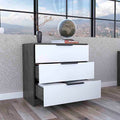 3 Drawers Dresser Maryland, Superior Top, Smokey Oak White Finish Multicolor Particle Board