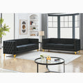 Contact Us For 3D Modeling Velvet Sofa For Living Room,Buttons Tufted Square Arm Couch, Modern Couch Upholstered Button And Metal Legs, Sofa Couch For Bedroom, Black Velvet ,2Pcs Black Foam Velvet