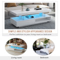 Led Coffee Table With Storage, Modern Center Table With 2 Drawers And Display Shelves, Accent Furniture With Led Lights For Living Room,White White Particle Board