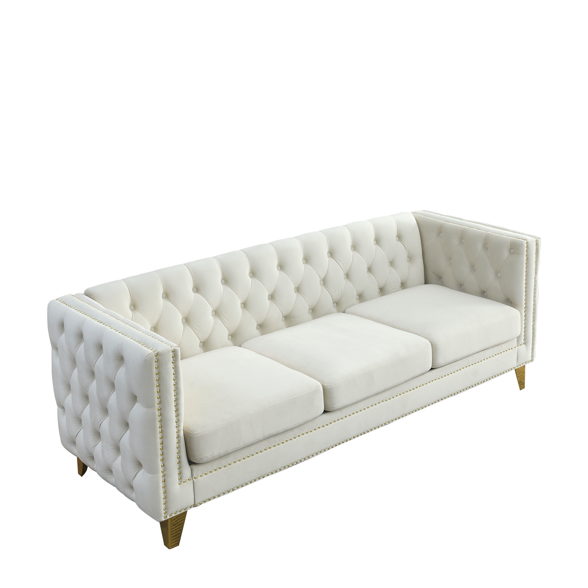 3 Seater 2 Seater Combination Sofa.Beige Velvet Beige Foam Velvet