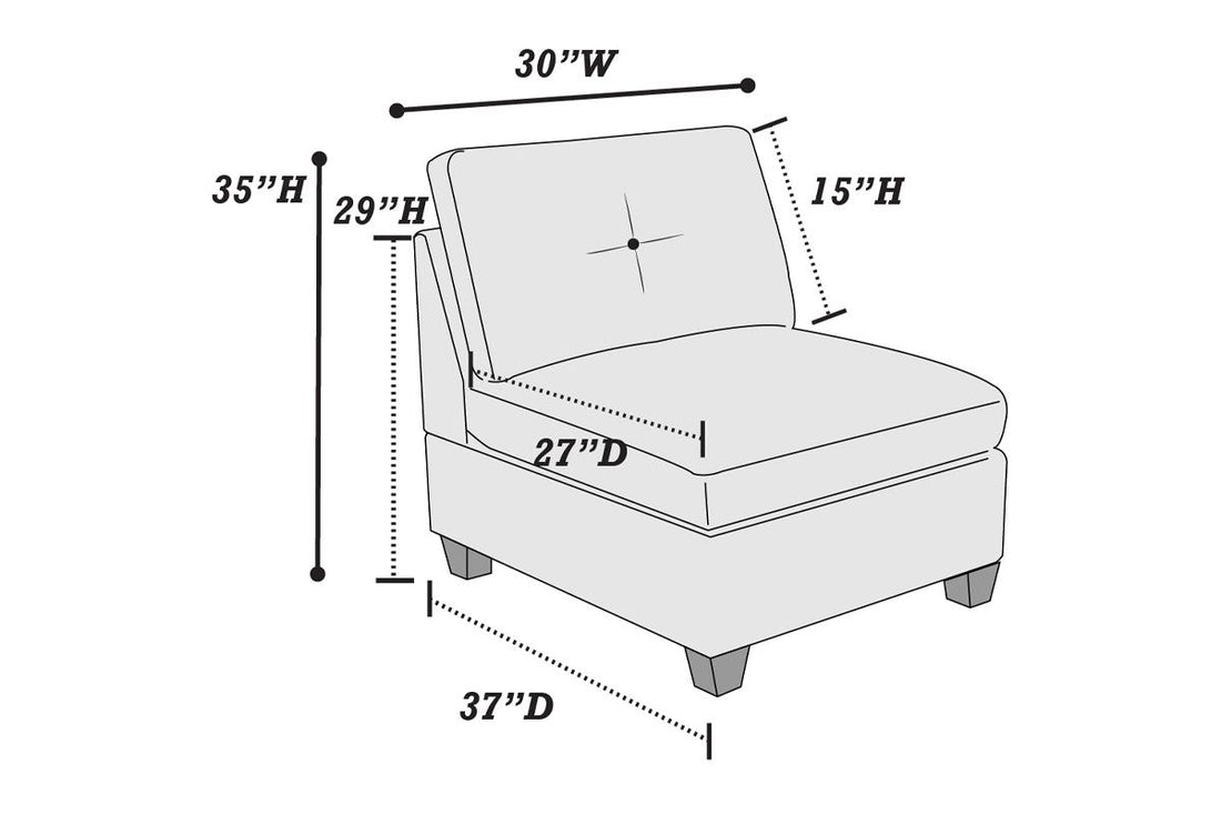 Modular Living Room Furniture Armless Chair Ash Chenille Fabric 1Pc Cushion Armless Chair Couch. Gray Wash Primary Living Space Contemporary,Modern Chenille