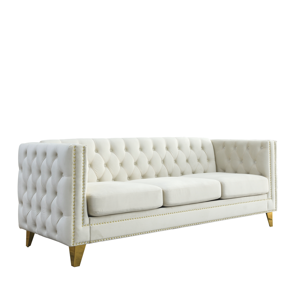 3 Seater 2 Seater Combination Sofa.Beige Velvet Beige Foam Velvet