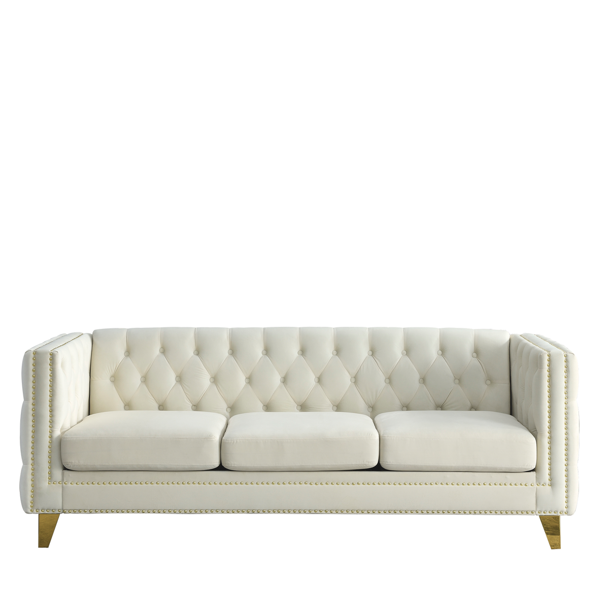 3 Seater 2 Seater Combination Sofa.Beige Velvet Beige Foam Velvet