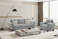 Fashionable Living Room Sofa For 3 People, Gray Fabric Antique Dark Grey Brown Polyester Wood Primary Living Space Soft American Traditional Rubberwood Memory Foam And Polyurethane Foam Polyester 3