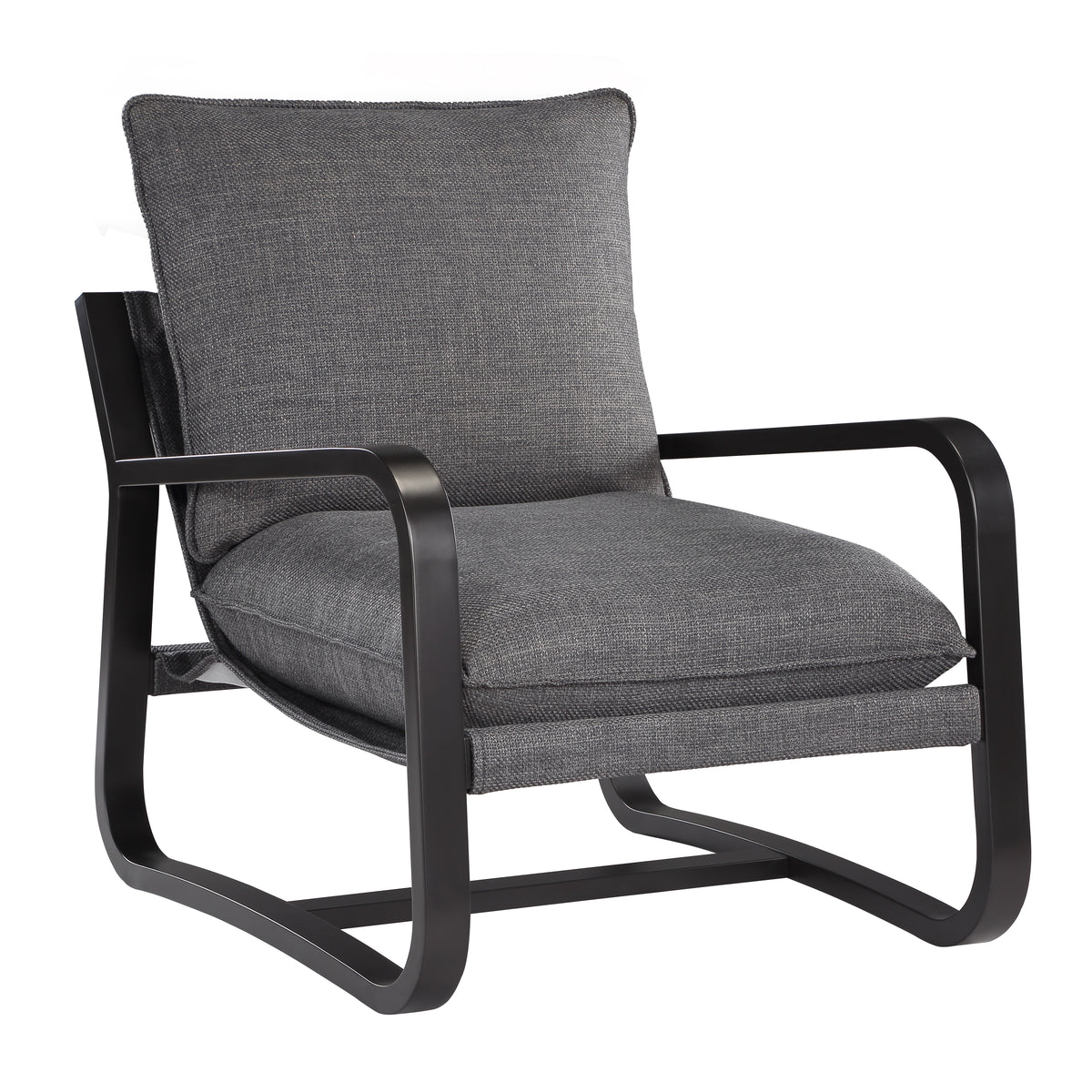 Blaire Sling Chair Upholstered In Charcoal Fabric With Metal Frame Charcoal Foam Polyester