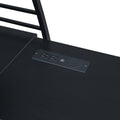 Full Size Loft Bed With 4 Layers Of Shelves And L Shaped Desk, Stylish Metal Frame Bed With A Set Of Sockets, Usb Ports And Wireless Charging, Black Black Metal