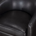 Maisy Brown Faux Leather Wood Base Barrel Swivel Chair Brown Foam Polyester