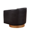 Maisy Brown Faux Leather Wood Base Barrel Swivel Chair Brown Foam Polyester