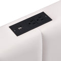 Full Size Upholstered Bed With Hydraulic Storage System And Led Light, Modern Platform Bed With Sockets And Usb Ports, White White Pu Leather