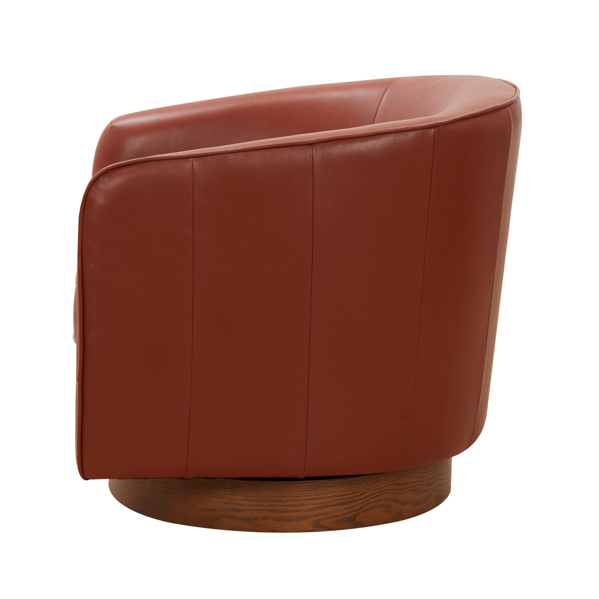 Tessa Caramel Top Grain Leather Wood Base Swivel Chair Caramel Foam Leather