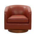 Tessa Caramel Top Grain Leather Wood Base Swivel Chair Caramel Foam Leather