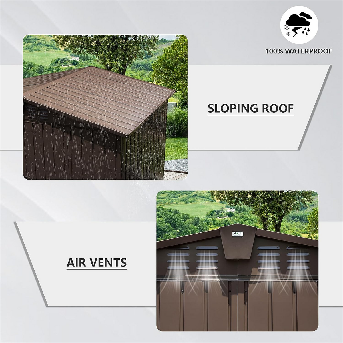 Outdoor Storage Shed 8.2' X 6.2', Metal Steel Utility Tool Shed Storage House With Double Lockable Doors & Air Vents For Backyard Patio Garden Lawn Brown Brown Metal