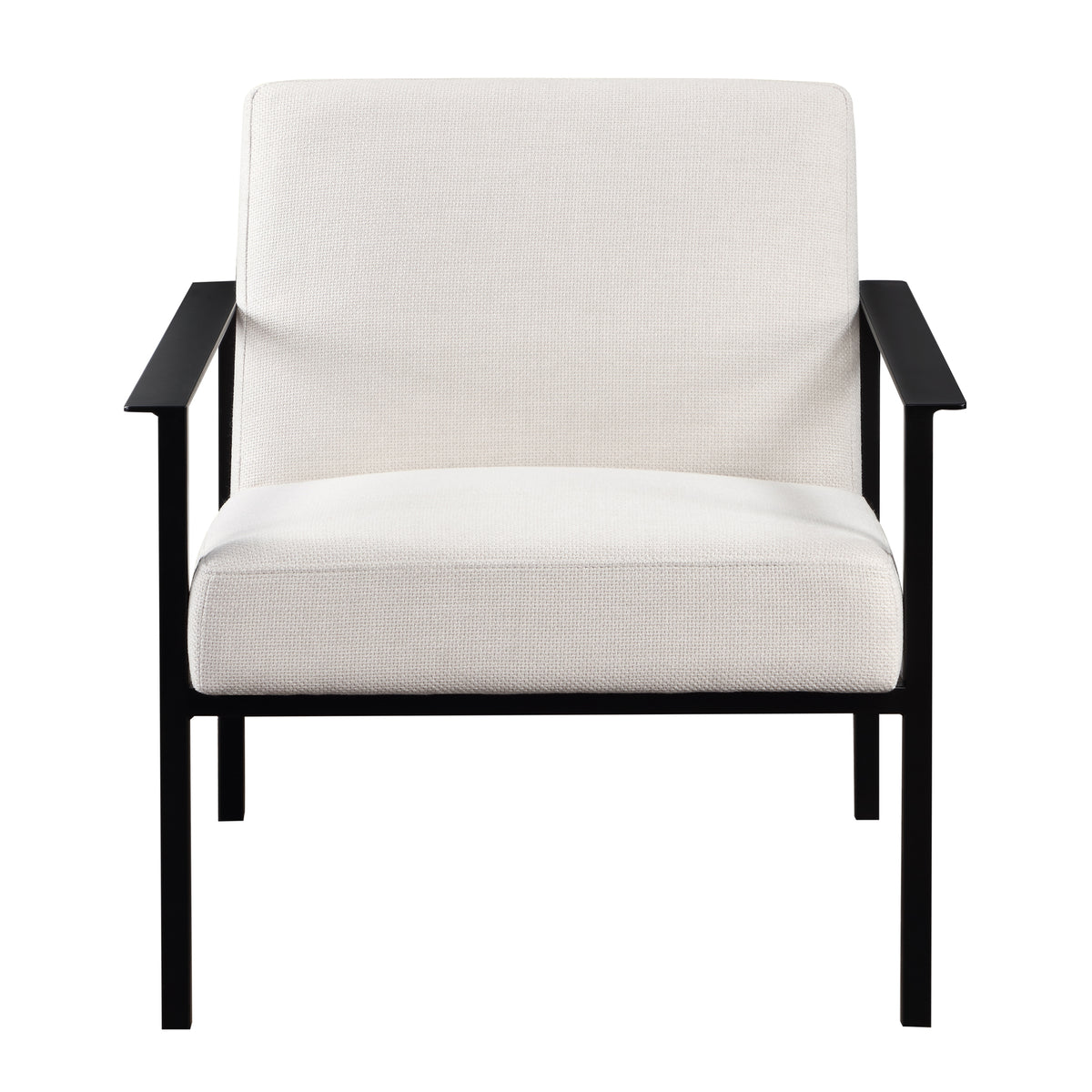 Millie Oatmeal White Stationary Metal Accent Chair Off White Foam Polyester