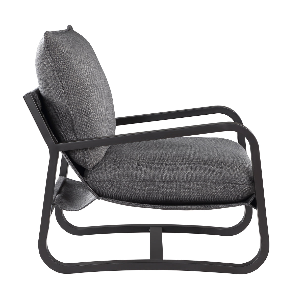 Blaire Sling Chair Upholstered In Charcoal Fabric With Metal Frame Charcoal Foam Polyester