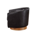 Maisy Brown Faux Leather Wood Base Barrel Swivel Chair Brown Foam Polyester