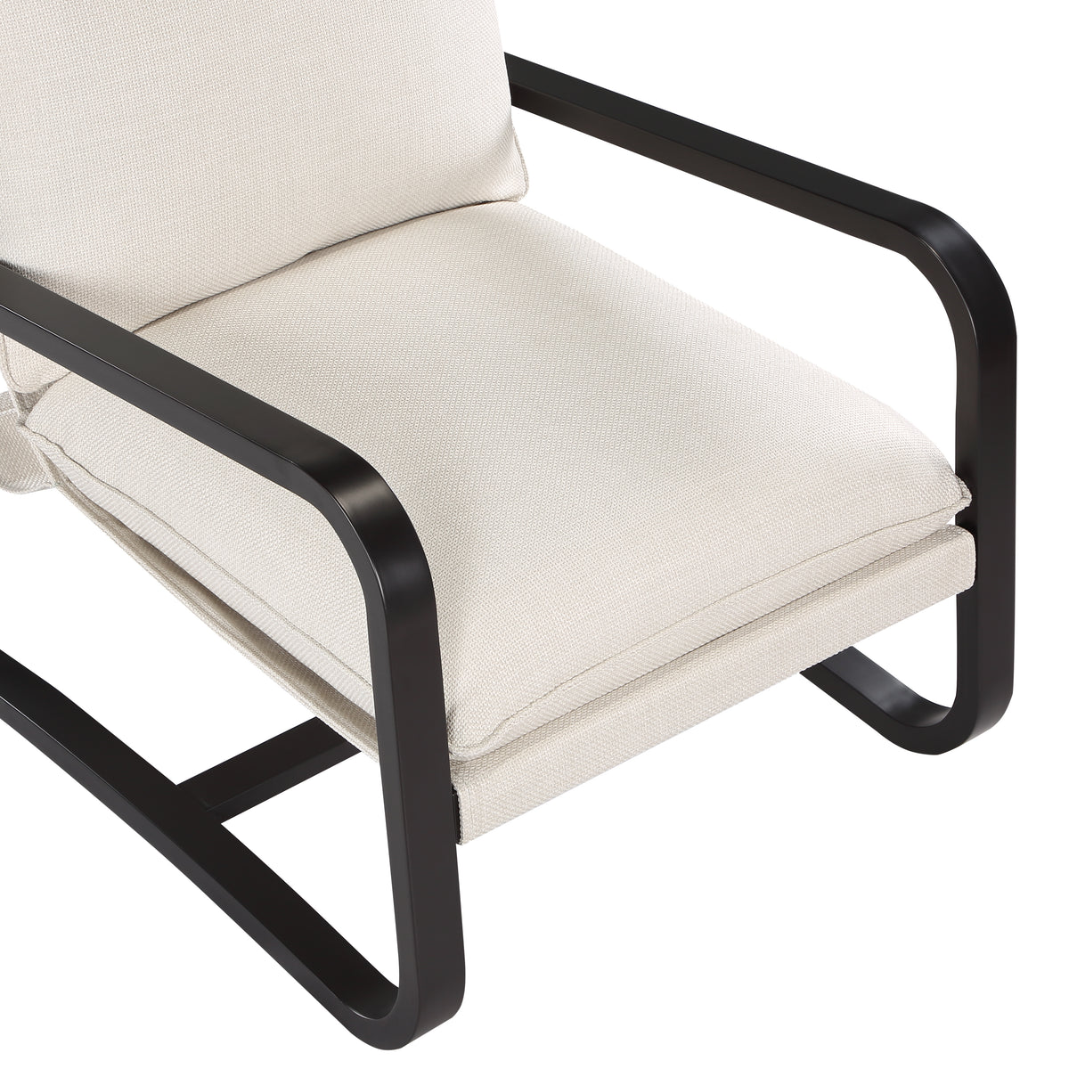 Blaire Sling Chair Upholstered In Oatmeal Fabric With Metal Frame Beige Foam Polyester