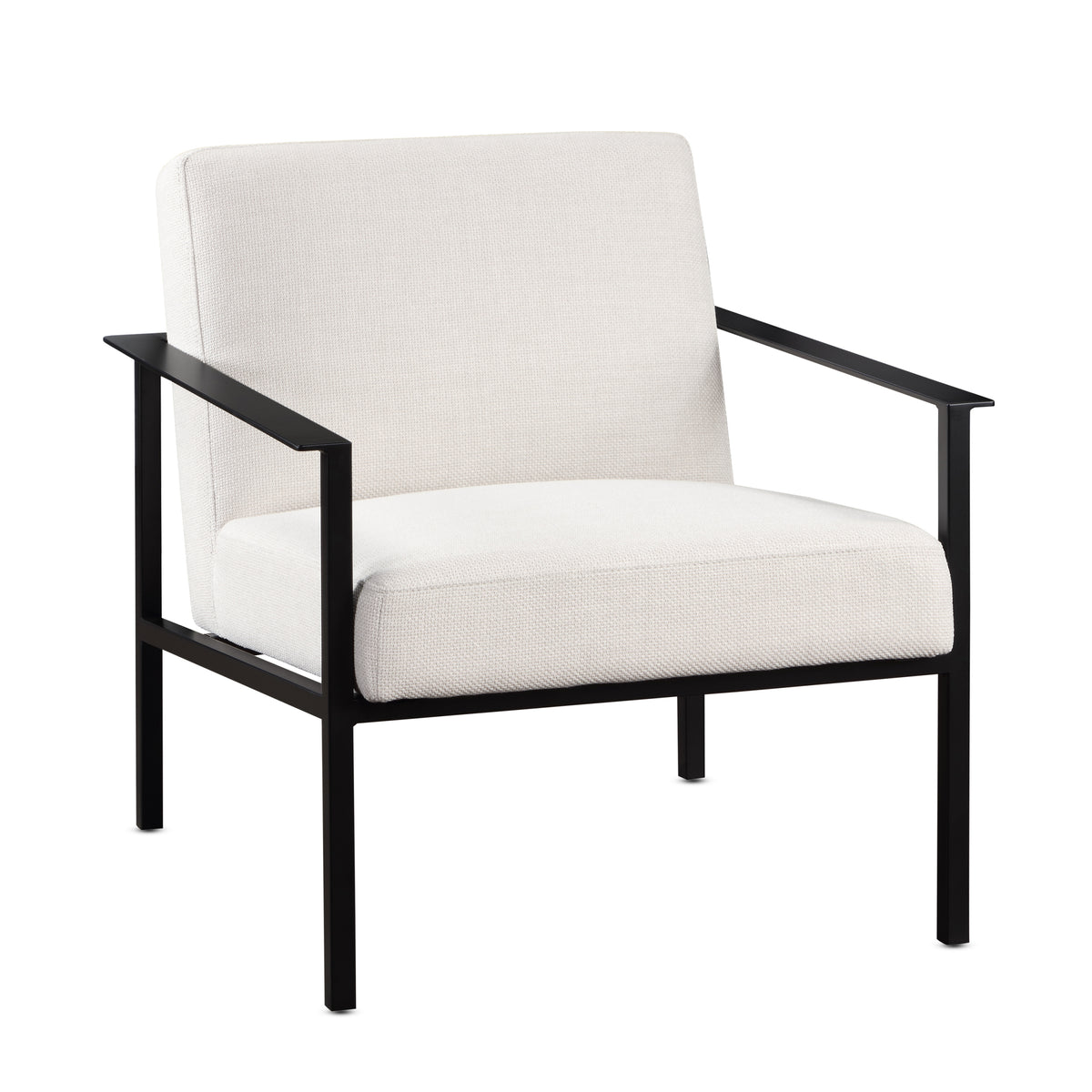 Millie Oatmeal White Stationary Metal Accent Chair Off White Foam Polyester