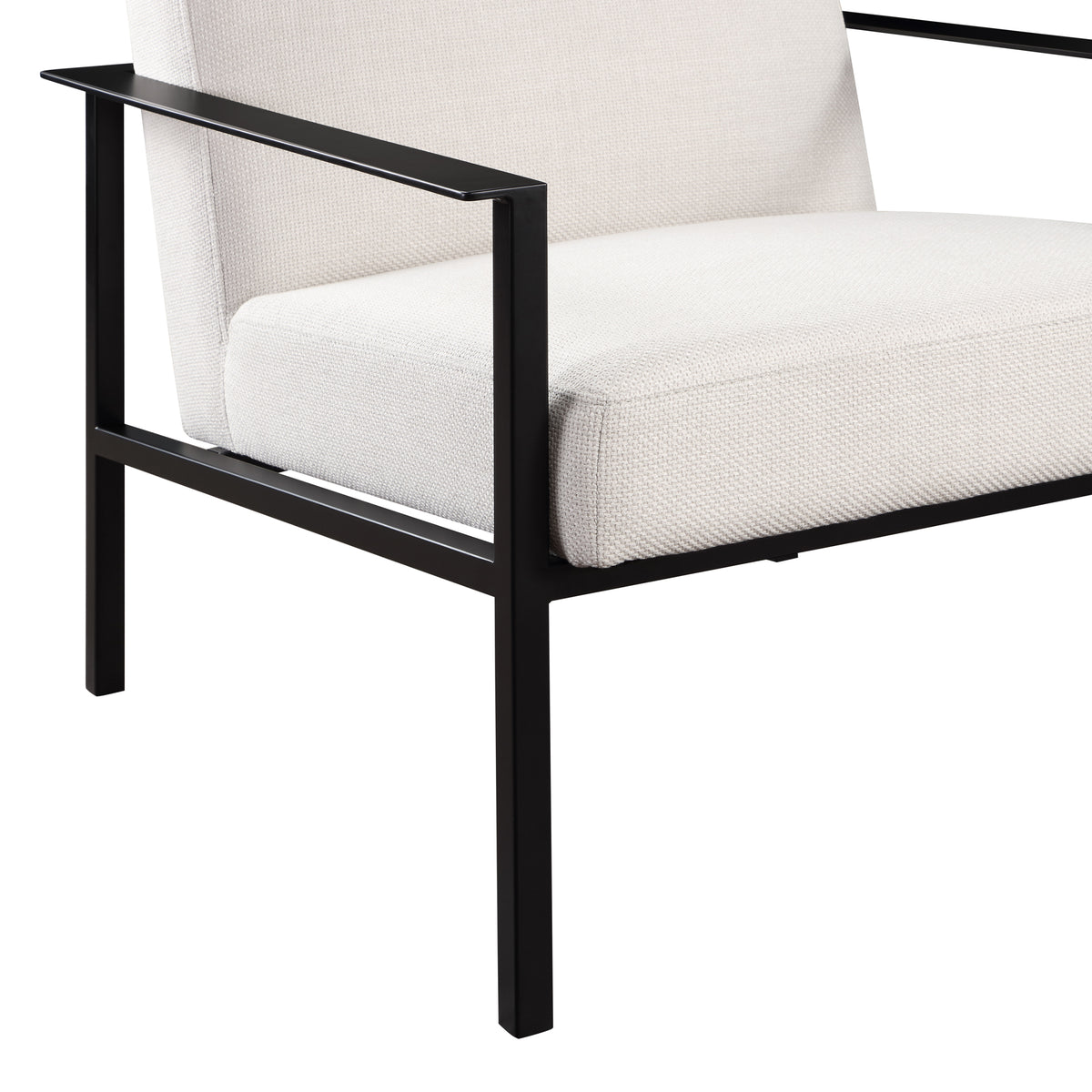 Millie Oatmeal White Stationary Metal Accent Chair Off White Foam Polyester