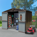 Outdoor Storage Shed 8.2' X 6.2', Metal Steel Utility Tool Shed Storage House With Double Lockable Doors & Air Vents For Backyard Patio Garden Lawn Brown Brown Metal