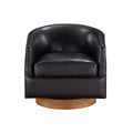 Maisy Brown Faux Leather Wood Base Barrel Swivel Chair Brown Foam Polyester