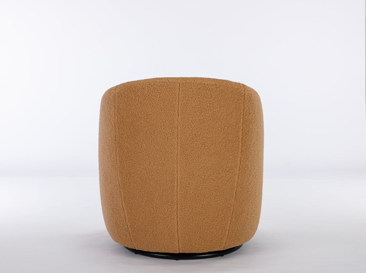 Teddy Fabric Swivel Accent Armchair Barrel Chair With Black Powder Coating Metal Ring,Khaki Khaki Foam Wool