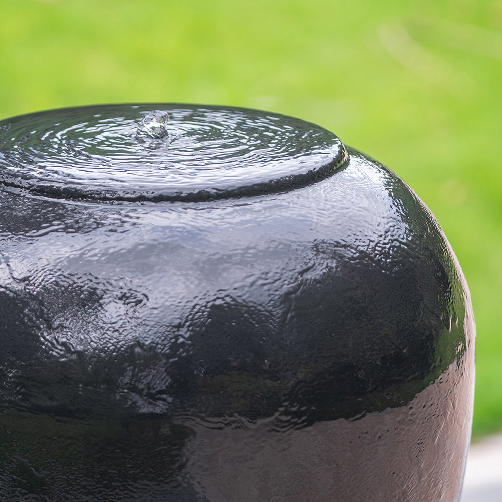 19.5X19.5X32.5" Heavy Outdoor Cement Fountain Black, Cute Unique Urn Design Water Feature For Home Garden, Lawn, Deck & Patio Black Garden & Outdoor Antique,Art Deco,Contemporary,Cute,Modern Cement