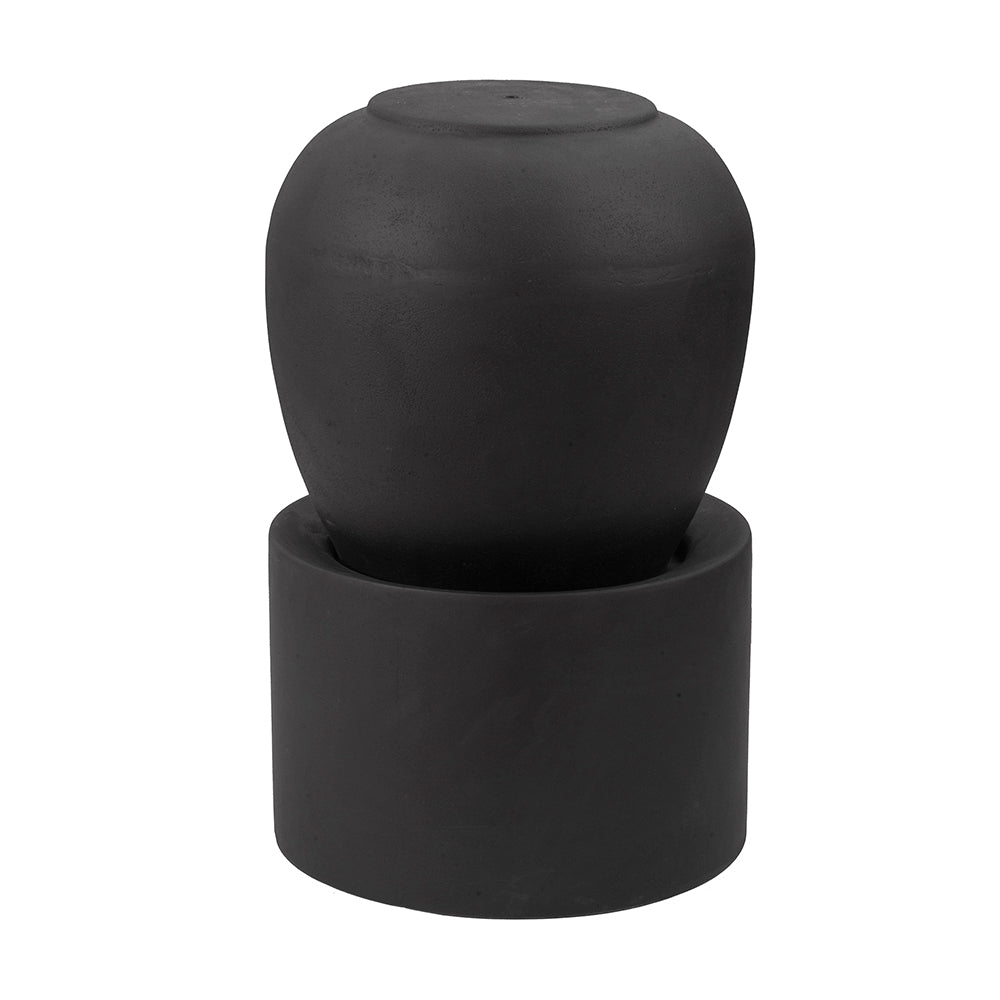 19.5X19.5X32.5" Heavy Outdoor Cement Fountain Black, Cute Unique Urn Design Water Feature For Home Garden, Lawn, Deck & Patio Black Garden & Outdoor Antique,Art Deco,Contemporary,Cute,Modern Cement
