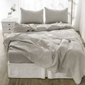 4 Pcs Bedding Sets Queen, Premium Linen Bedding Sheets & Pillowcases, Queen Bedding Sets, Greige Bedding Sheet & Pillowcase Sets Greige Linen Linen