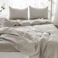 4 Pcs Bedding Sets Queen, Premium Linen Bedding Sheets & Pillowcases, Queen Bedding Sets, Greige Bedding Sheet & Pillowcase Sets Greige Linen Linen