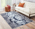 Penina Luxury Area Rug In Gray With Navy Blue Circles Abstract Design Multicolor Polyester
