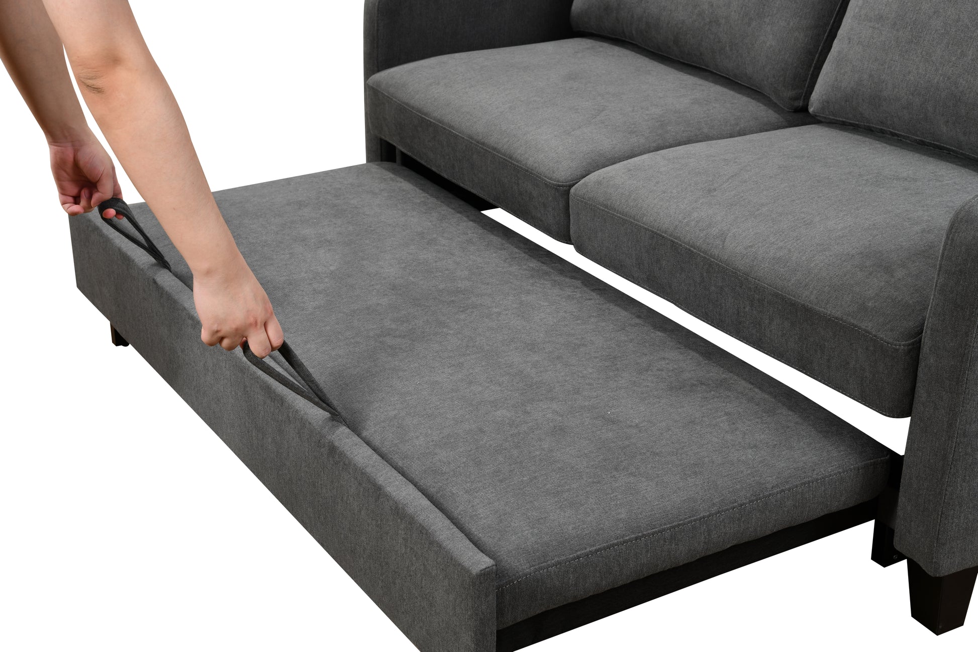 69" 3 In 1 Convertible Queen Sleeper Sofa Bed, Modern Fabric Loveseat Futon Sofa Couch W Pullout Bed, Beautiful Seat Lounge Sofa W Reclining Backrest, Furniture For Living Room, Dark Grey Espresso Wood Primary Living Space Extra Heavy Duty Eucalyptus 3