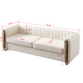 Contemporary Velvet Sofa Couch 84.25''W For Living Room, Beige Beige Velvet Wood Primary Living Space Tufted Back Modern Rolled Arms Foam Velvet 2 Seat