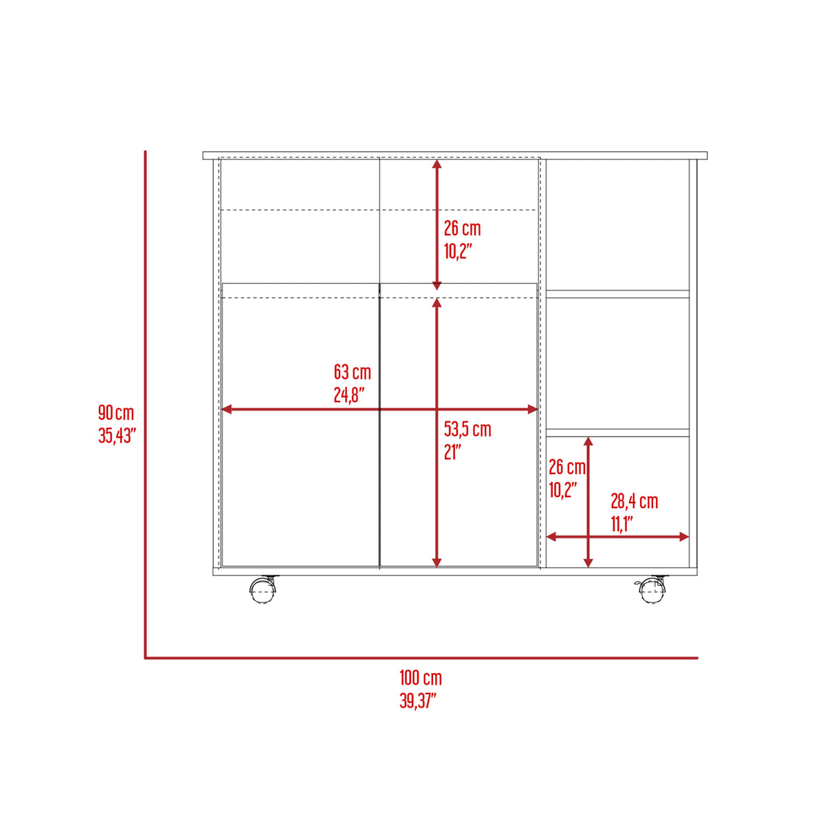 Kitchen Island Kamkacht, One Cabinet, Four Open Shelves, Light Oak White Finish Light Oak Particle Board