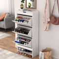 Mdf Wood 3 Tier Tipping Bucket Shoe Storage Cabinet White Finish White Mdf