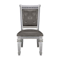 Silver Finish 7Pc Dining Set Table W Leaf 2X Armchairs 4X Side Chairs Modern Glam Style Crystal Tufted Chairs Upholstered Seat Wooden Dining Room Furniture Silver Seats 6 Dining Room Extendable Glam,Modern Rectangular Dining Table With Chair Wood