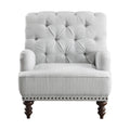 Luxurious Living Room Accent Chair 1Pc White Gray Fabric Upholstered Button Tufted Trim Modern Living Room Furniture Gray Primary Living Space Classic,Luxury,Modern Solid Wood