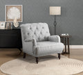 Luxurious Living Room Accent Chair 1Pc White Gray Fabric Upholstered Button Tufted Trim Modern Living Room Furniture Gray Primary Living Space Classic,Luxury,Modern Solid Wood